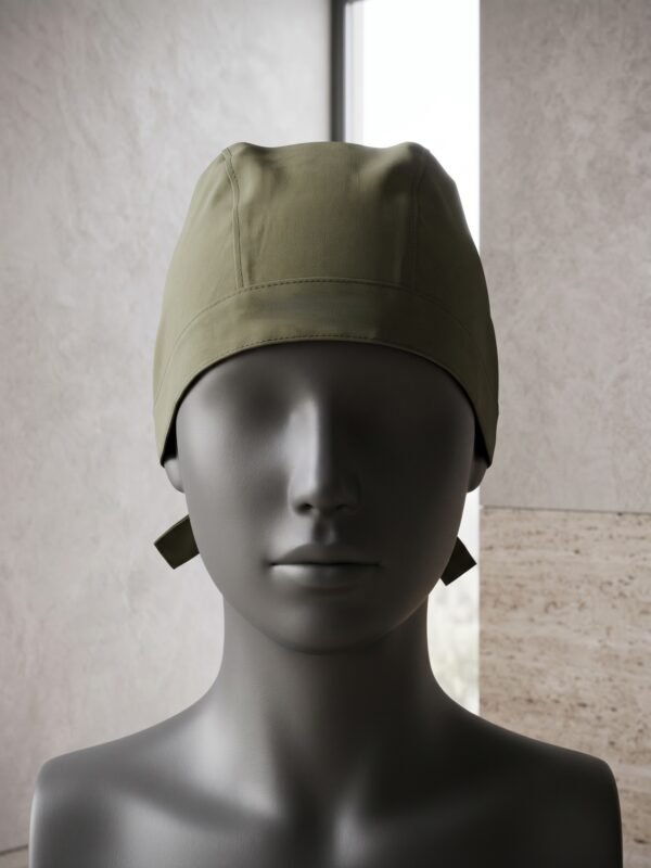 KR Verde olivo Gorrito Quirúrgico Etiqueta de Cuero – Caballero